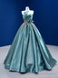 Green Satin Strapless Beading Prom Dress