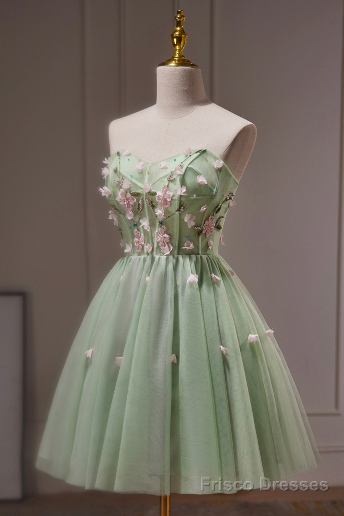short green party dress Strapless Tulle Prom with Lace, Green Dress Size:Women 24W Burgundy/Green/Navy/Red/Teal/Royal Blue(For other colors V Neck Short Green Sample 03/06/2026