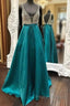 Green V Neck Sequin Long Formal Prom Dress, Green Evening Dress
