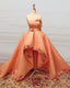 High Low Prom Dresses Organza Ruffles 3D Flowers Sweetheart