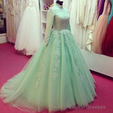 High Neck Long Sleeves Muslim Arabic Wedding Dresses Vintage