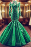 High Neck Mermaid Formal Dress Lace Sleeves