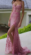 Line Pink Long Prom Dresses Party Evening Gowns