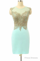 High Quality Sleeveless Short Sheath Mint Homecoming Dress