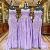 Hot Lace Violet Purple Lace Formal Prom Dress Sleeveless Long School Dance Dress