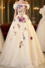 Ivory Ball Gown With Flowers Sweetheart Formal Dress, Lovely Sweet 16 Dress Party Dress