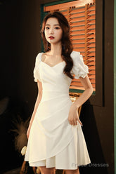 Ivory Chiffon Short Party Dress Graduation Dress, Short Formal Dress Prom Dress