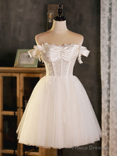 Ivory Sweetheart Neck Tulle Lace Short Prom Dress Tulle Homecoming Dress