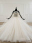 Ivory White Ball Gown Tulle Halter Backless Beading Pearls Wedding Dress