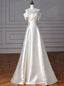 Ivory White Satin Off the Shoulder Pleats Wedding Dress