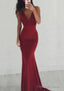 Jersey Prom Dresses Sheath/Column V-Neck Sweep Train With Pleated