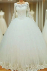 Lace Long Sleeves Wedding Dress Ball Gowns