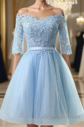 Light Blue Charming Homecoming Dress, Lovely Short Formal Prom Dress, Formal Dress