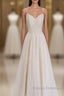 Light Champagne Lace Straps Sweetheart Party Dress Formal Dress, Tea Length Wedding Party Dress