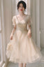 Light Champagne Short Homecoming Dress, Cute Tulle Short Prom Dress