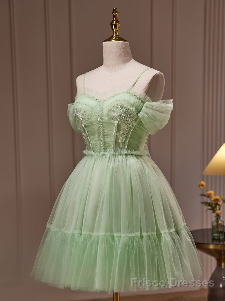 white christmas dresses Light Green Tulle Short Party Dress Graduation Dress, Cute Short Forma –  Frisco Dresses