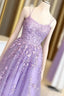 Lilac Formal Prom Dress With Appliques, Long Princess Formal Prom Dress, Formal Prom Dance Dress, Formal Prom Dress Long
