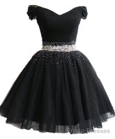Little Black Homecoming Dress Tulle Cute Short Formal Dress