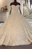 Long Ball Gown Sweetheart Lace Beading Wedding Dress with Sleeves