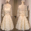 Long Illusion Sleeve Clairvoyant Outfit Lace Up Back For Teen Organza Full Appliques Homecoming Dress