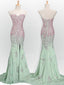 Long Mint Mermaid Sweetheart Sparkly Popular Unique Prom Dress