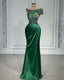 Long Sheath Satin Dress With Sequin Beaded