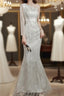 Long Sleeve Sequin Champagne Formal Prom Dress