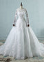 Long Sleeves Scoop Neck Lace Wedding Dresses