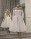 Long Sleeves Tea Length Tulle Off Shoulder Dress