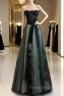 Lovely Green And Black Sweetheart Long Evening Dress, A-Line Formal Prom Dress Party Dress