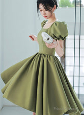 Lovely Green Short Sleeves Party Dress, Green Short Prom Dress Homecoming Dress