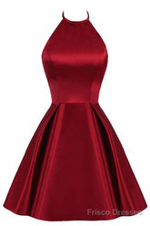 Lovely Halter Short Prom Dress, Homecoming Dresses , Satin Formal Dress
