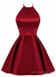 Lovely Halter Short Prom Dress, Homecoming Dresses , Satin Formal Dress