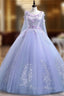 Lovely Lavender Tulle Flower Lace Ball Gown Formal Gown, Lavender Sweet 16 Dress