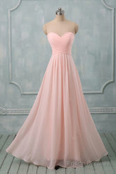 Lovely Light Pink Sweetheart Long Bridesmaid Dress, Long Prom Dress