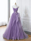 Lovely Purple A-line Tulle with Lace Applique Prom Dress, Purple Long Formal Dress