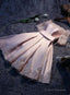 Lovely Satin Pink A Line Off Shoulder Homecoming Dresses, Cute Prom Dresses With Lace-Up