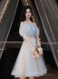 Lovely Short Prom Dress Blue Homecoming Dress, V-Neckline Short Graduation Dress