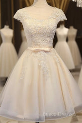 Lovely Tulle Light Champagne Short Formal Prom Dress, Homecoming Dress , Formal Dress, Formal Prom Dress