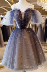 Lovely Tulle Offshoulder Short Formal Prom Dress, Lace Up Homecoming Dress