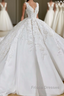Luxurious V Neck Appliques Princess Ball Gown Delicate Wedding Dress