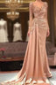Luxury Evening Dress Mermaid Long Sleeves Appliques Beaded Long Turkey Dubai Saudi Arabic Evening Gown Formal Prom Dress