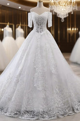 Luxury Lace Vestidos De Novia Ball Gown Wedding Dress Formal Prom Dress Long