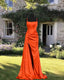 Mermaid Bright Orange Satin Split Dress
