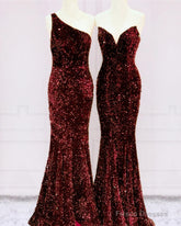 Mermaid Burgundy Sequins Bridesmaid Dresses