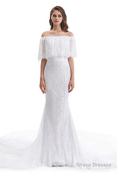 Mermaid Lace Off the Shoulder Wedding Dresses With Train