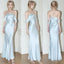 Mermaid Off The Shoulder Floor-Length Sleeveless Light Sky Blue Prom Dresses