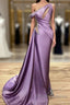 Mermaid Ruffle One Shoulder Lavender Beading Formal Prom Dress