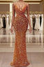 Mermaid Spaghetti strap Sequined Floor-length Sleeveless Elegant Formal Prom Dresses