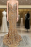 Mermaid Strapless Gold Sequin Formal Prom Dress